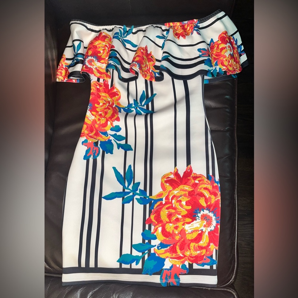 Akira floral off shoulder fitted dress